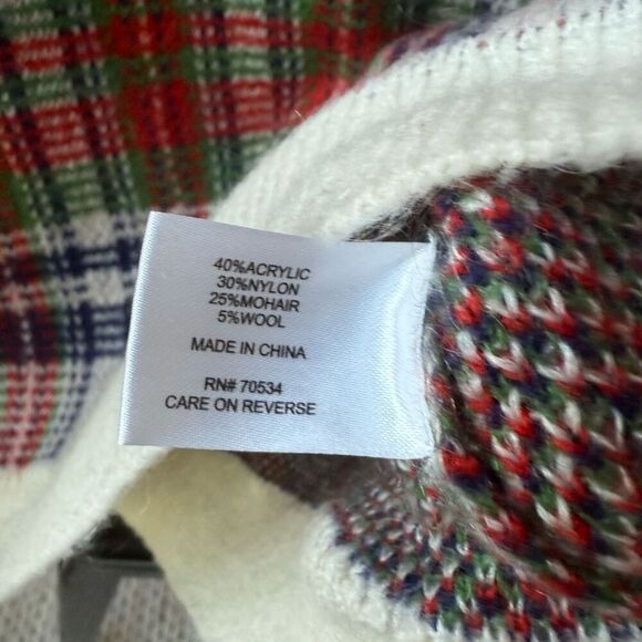 Orvis Wool Mohair Blend Plaid Sweater Red Blue Green M - Picture 7 of 8